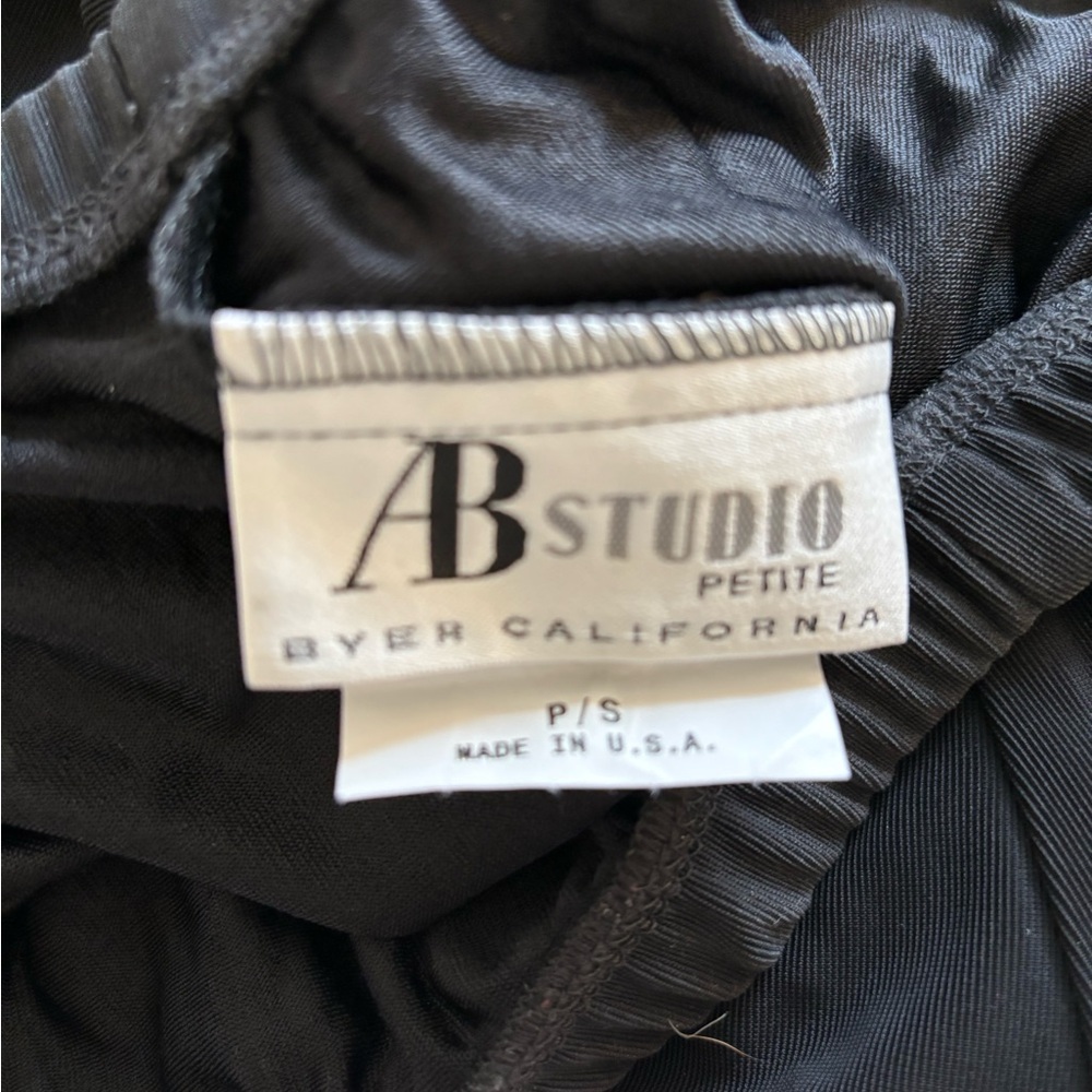 AB Studio Petite Small Black Knee Length A-Line Skirt Nylon Spandex Elastic Wais - Picture 5 of 6